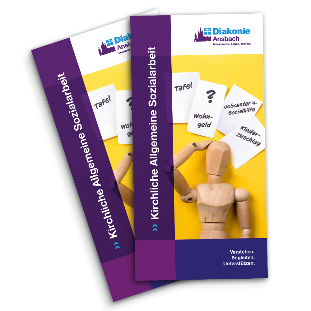 Titelseite der Flyer der Kirchlichen Allgemeinen Sozialarbeit